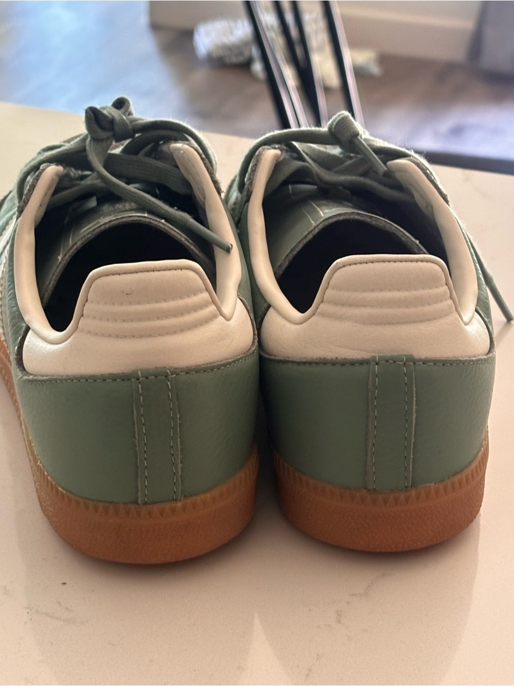 adidas Samba Sneakers in Sage Green with White Stripes - Picture 3 of 7